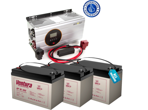 Комплект ИБП ECOVOLT PRO 1012 и АКБ VENTURA GPL 12-300